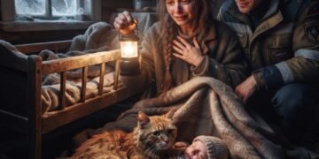 Рыжая кошка спасла младенца во время ледяной бури